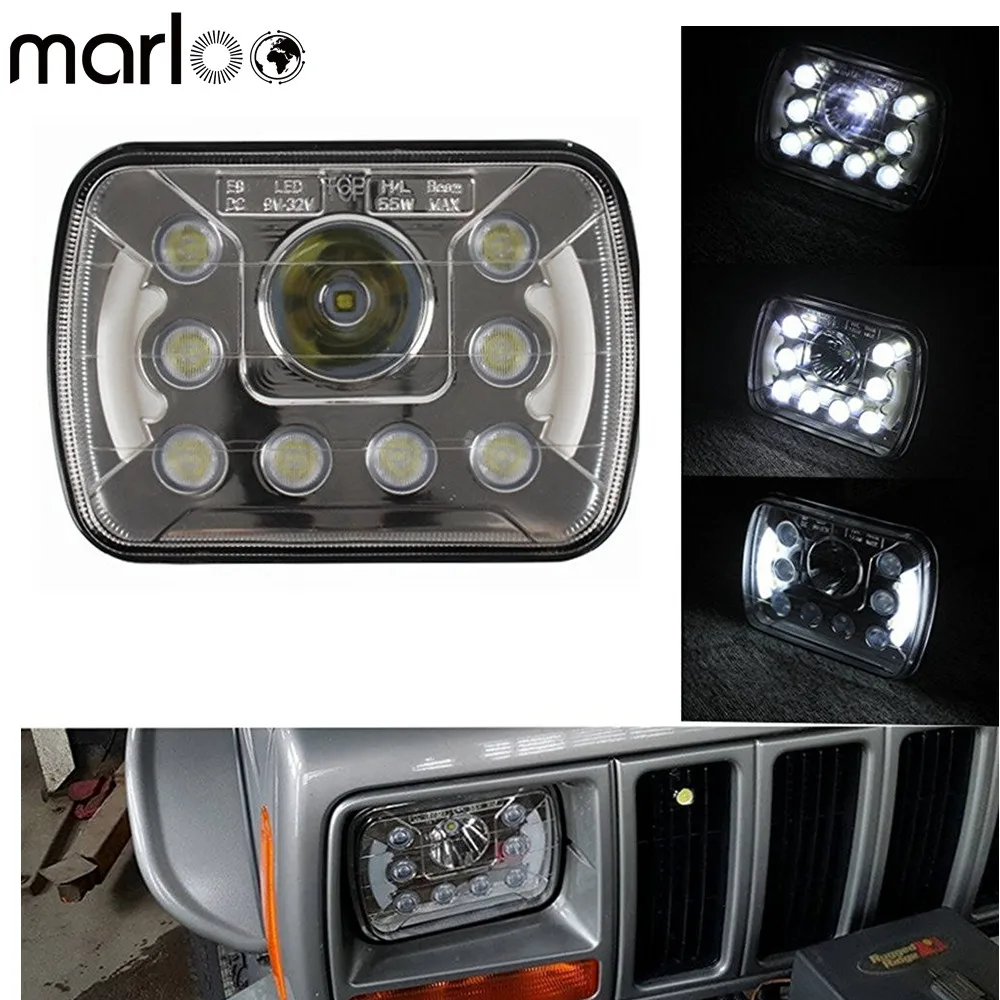 

2pc 5x7 7X6 Projector Led Headlights Angel Eyes DRL Sealed Beam For Jeep Cherokee XJ Wrangler YJ Truck Accessories