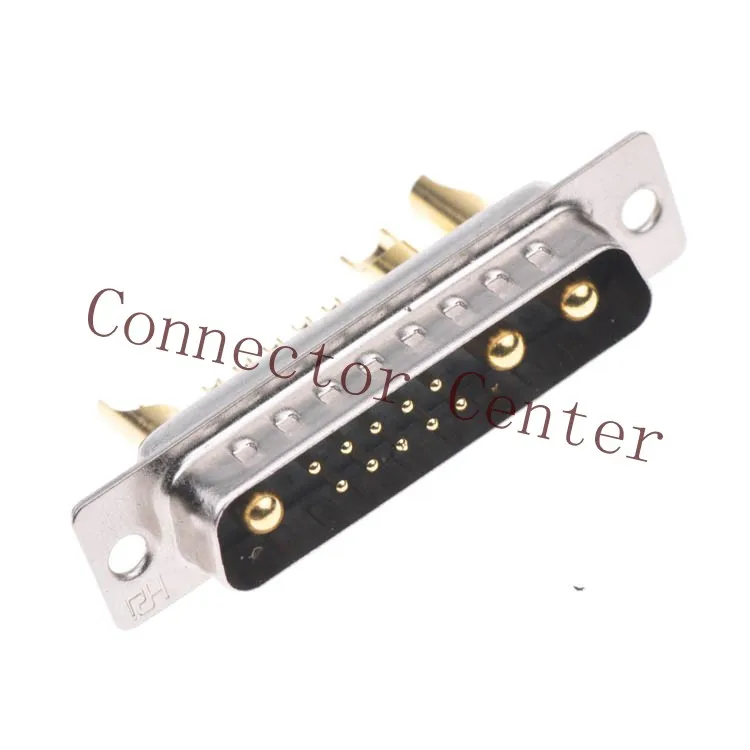 

High Power 13W3 Male Solder Type D-sub Connector Machined Pin Full Gold Flash Wire Type