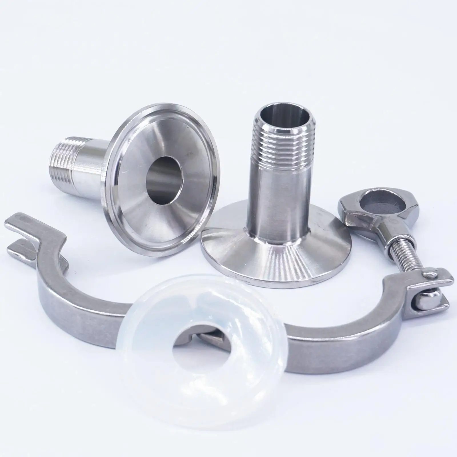 

A Kit 1/2" NPT Male x 1.5" Tri Clamp SUS 304 Stainless Steel Sanitary Fitting Union Set For Home Brew Beer