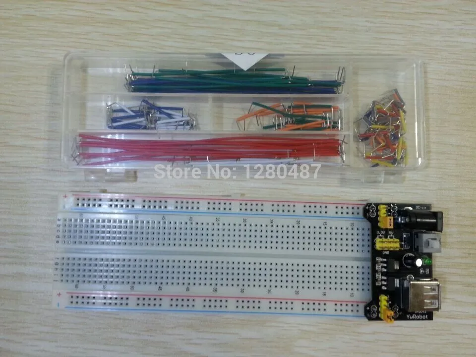 

6pcs 3.3V/5V MB102 Breadboard Power Module + MB-102 830 points Prototype Bread board+ 140 jumper wires