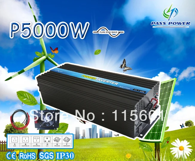 5000VA/5KVA  DC 12V/24V/48V TO AC 100V/110V/120V 220V/230V/240V Pure Sine Wave Inverter ,free shipping!