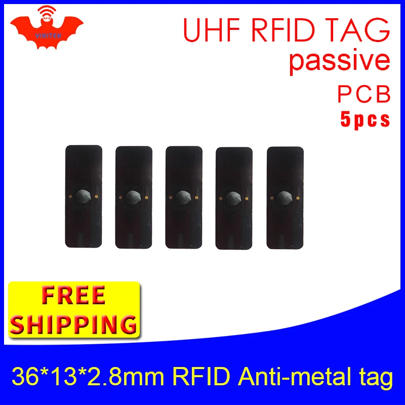 

UHF RFID metal tag 915mhz 868mhz Alien Higgs3 EPC 5pcs free shipping 36*13*2.8mm small rectangle PCB smart passive RFID tags