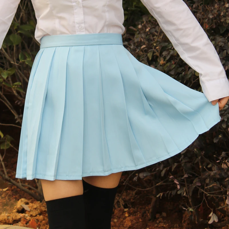 

Water color Japanese high waist pleated skirts JK student Girls solid pleated skirt Cute Cosplay school uniform skirt