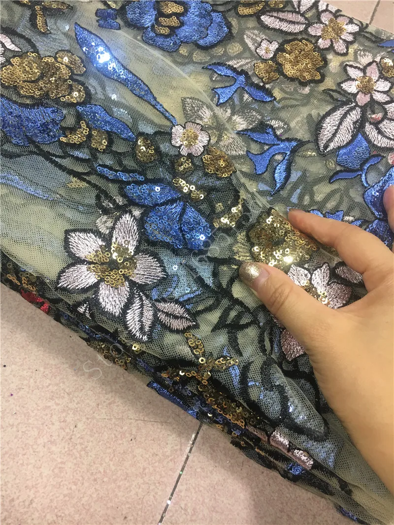 

Pretty flower French tulle embroidery lace fabric with best quality H-120136 french net fabric