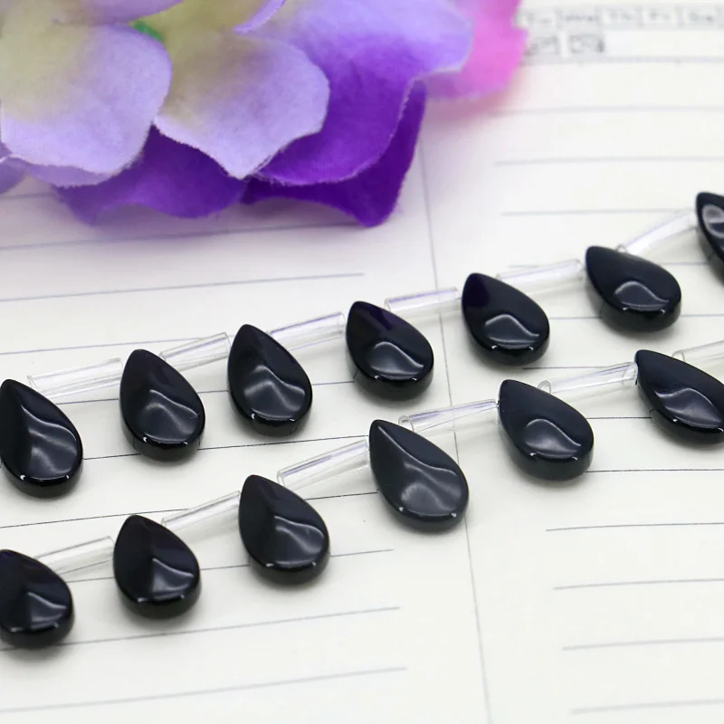 

! Bright 8X12mm Black Onyx Water Drops Shape Loose Beads,Fit DIY Fashion Bracelet Necklace Jewelry Gift Wholesale