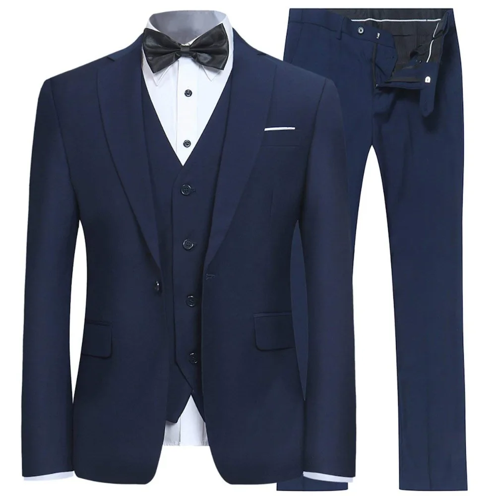 

Men's Suits Slim Fit 3 Pieces Formal Business Mens Suit Groomsmen One Button Blazer Suit Jacket Vest&Pants