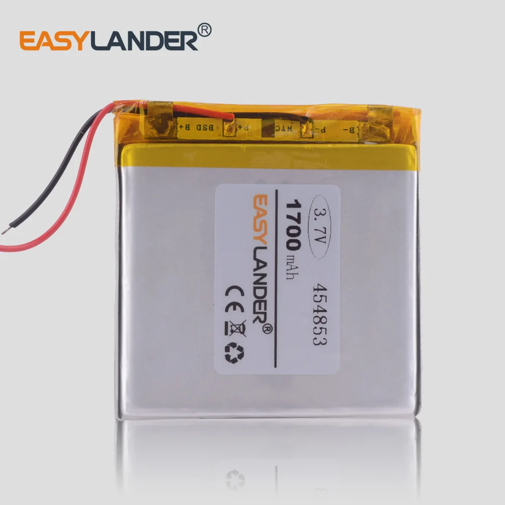 3.7V 454853 1700mAh Rechargeable Lithium Li-ion Li Polymer Battery For GPS navigation console MP3 playmer navigator