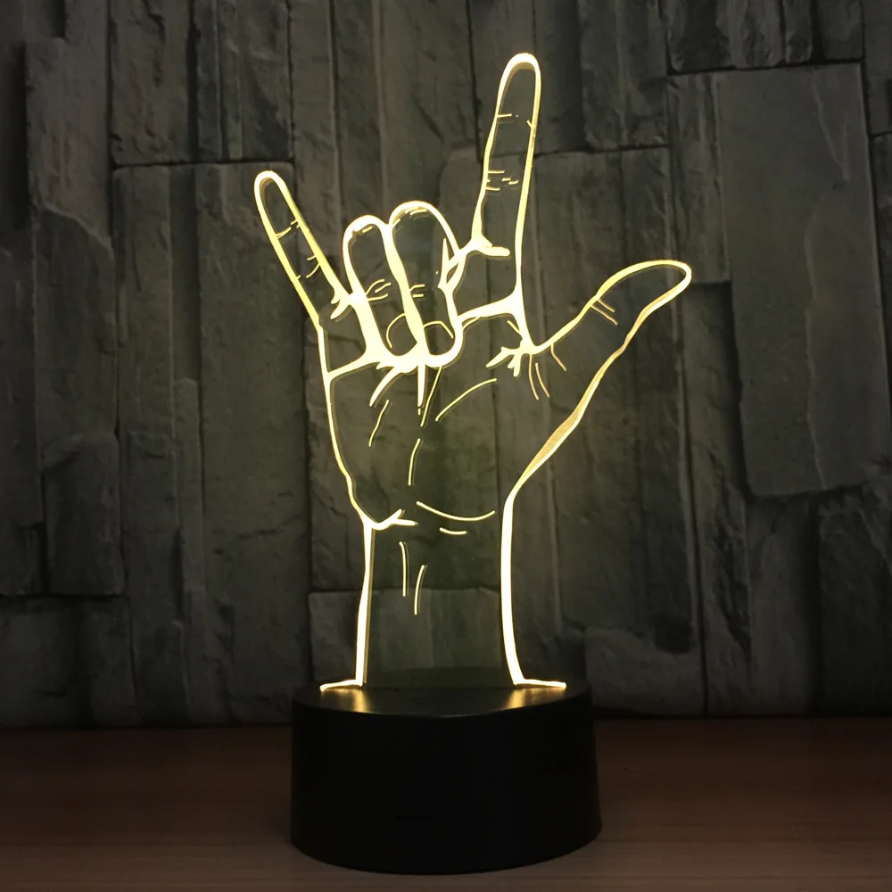 3D Optical Illusion I Love You Sign Language LED Hologram Night Light USB Operated Romantic Valentine\' Day Party Decoration