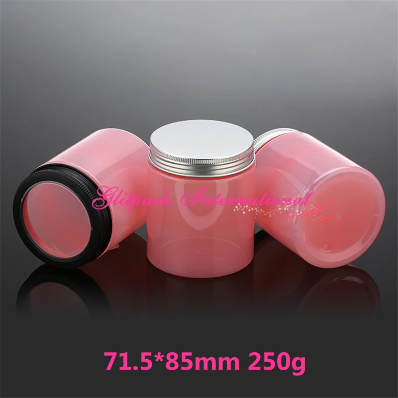 

packaging for creams 250g luxury jar Impatiens Pink body scrub jar 250ml cosmetic container cream jar with aluminum lids