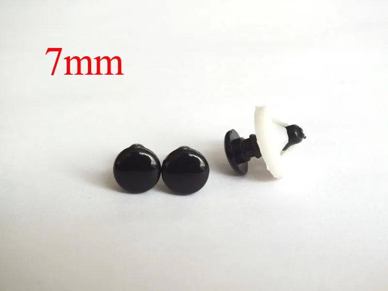 200pcs/lot 7mm Flat toy eyes Black Plastic New Plastic Safety Eye