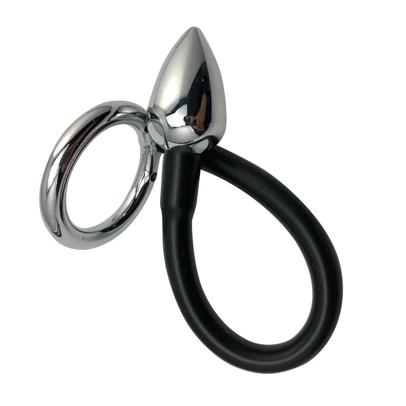 Stainless Steel Cock Ring Penis Ring with Anal Plug Prostate Massage Chastity Cage Cock Cage Penis Delay Rings Sex Toys for Men