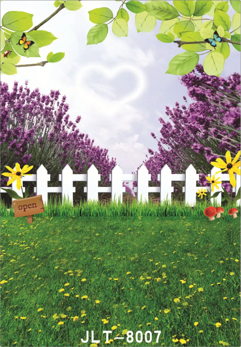 Scenic Garden Fence Lavender Photo Backdrops for Photo Studio Computer Printed Backgrounds Wedding Children for photo shoot