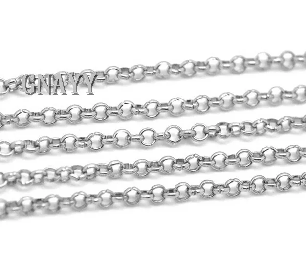 GNAYY Factory wholesale 10meter Lot 2.5mm/3mm/4mm Width DIY Jewelry Finding/Makings Stainless Steel Round Rolo Chain