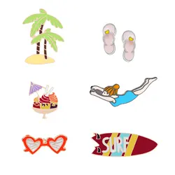 Fashion Cartoon Girl Synchronized Swimming Brooches for Women Jewelry Shirt Lapel Enamel Pins Ice cream Skateboard Hat Bag Badge