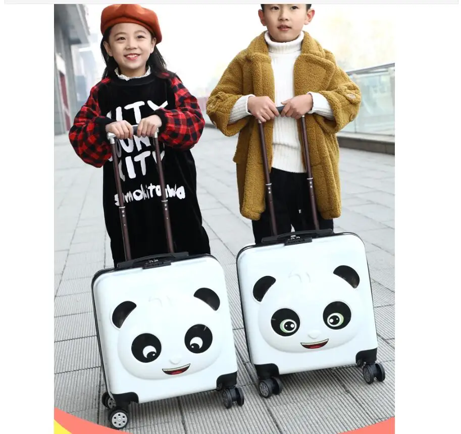 Panda Kid Travel luggage suitcase Trolley bags on wheels Kid wheeled carry on baggage Spinner  Children Rolling suitcase for Boy