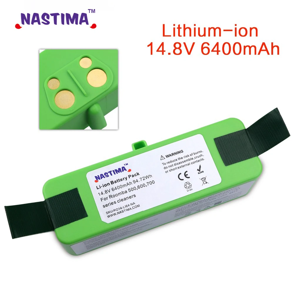 NASTIMA 14.8v 6400mAh Lithium Battery For iRobot Roomba Cleaner 500 600 700 800 Series 560 600 620 650 670 700 770 780 860 880