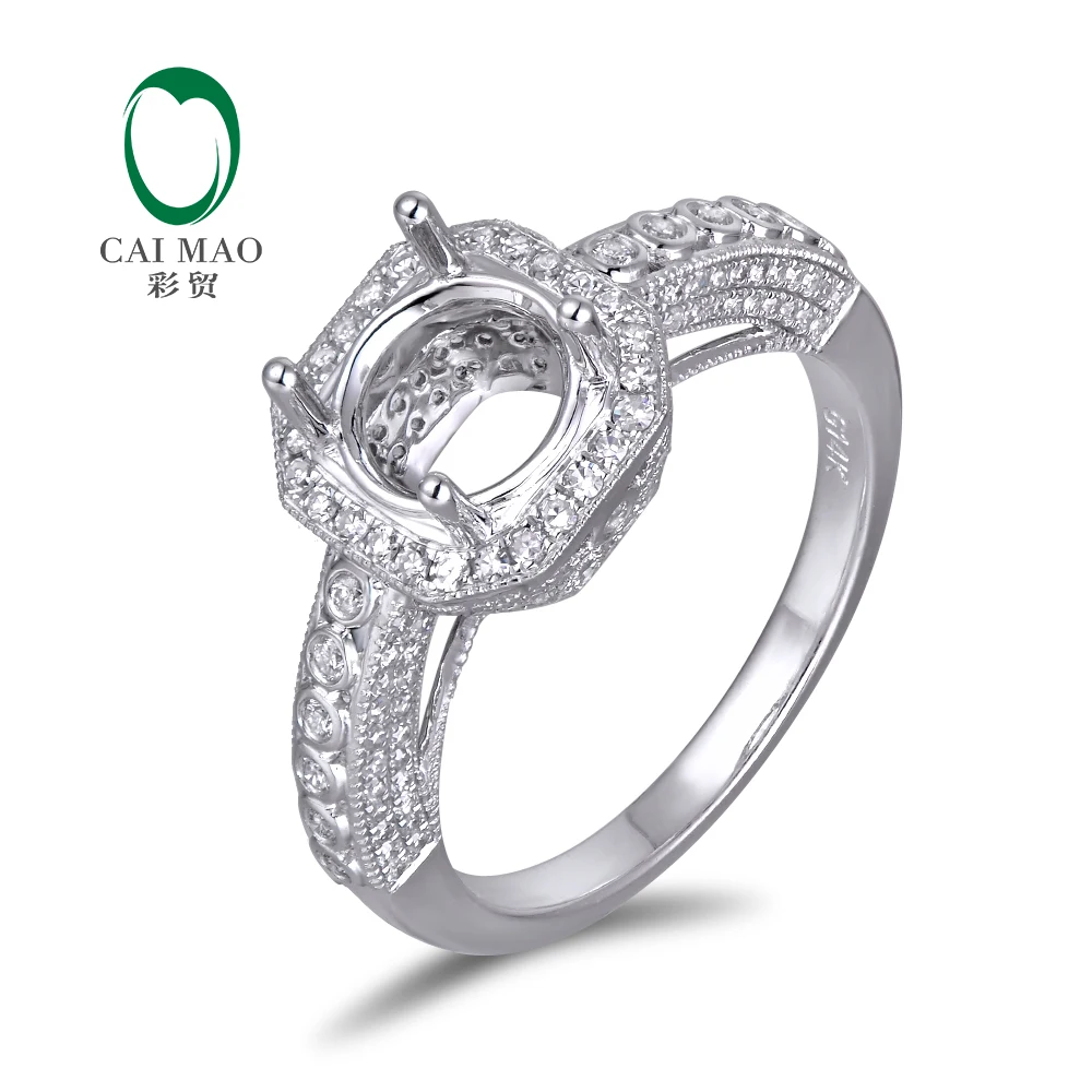 

Caimao 14K White gold Natural 0.73ct Diamond Engagement Ring Jewelry Semi Mount 7mm Round Cut Setting