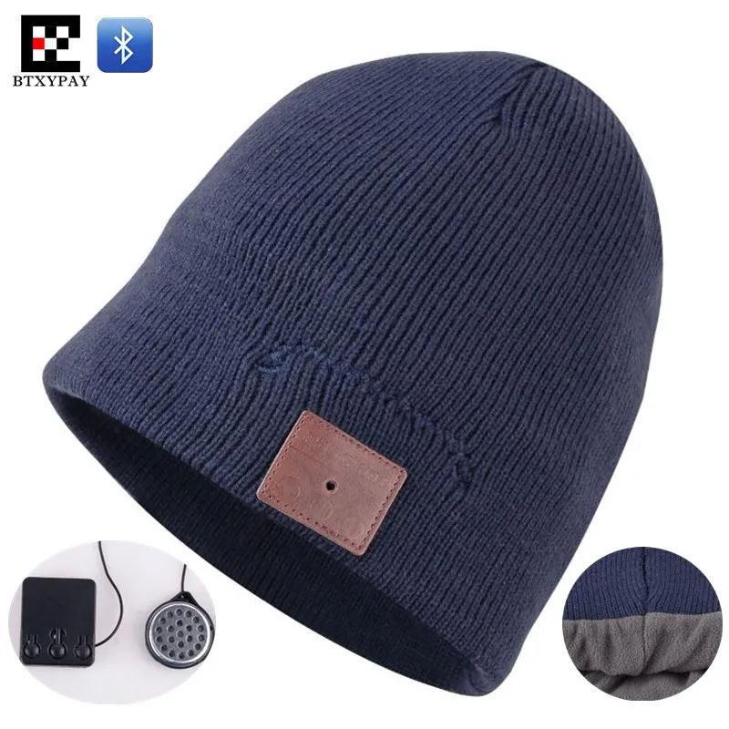 

200pcs Winter Elastic Wireless Beanie Fleece Liner Knit Hat Hand-free Headset Speaker Mic Stereo Magic Music Smart Bluetooth Cap