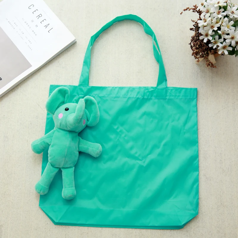 Nuovo elefante in cotone simpatico animale giocattolo imbottitura in cotone borsa per la spesa pieghevole borsa riutilizzabile pieghevole regalo ecologico per donna