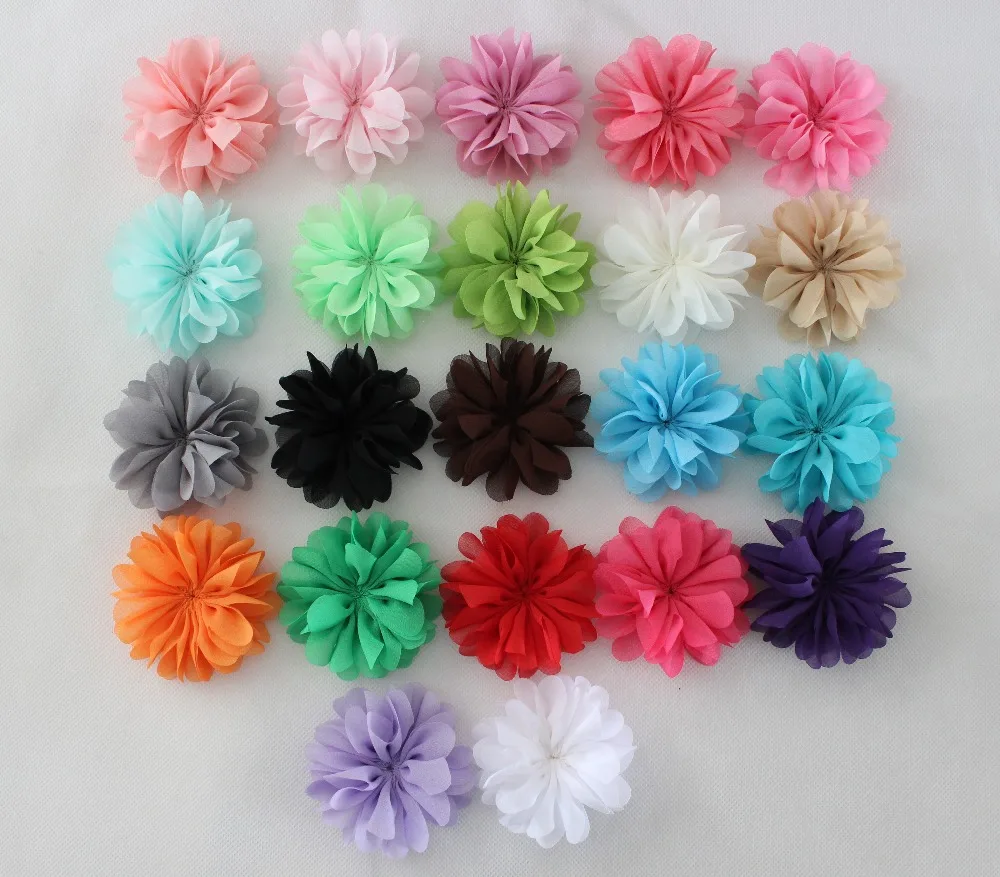 9cm Ballerina Flowers Chiffon Flowers,Fabric Flowers For Headbands,Hair Accessories Unfinished 23colors