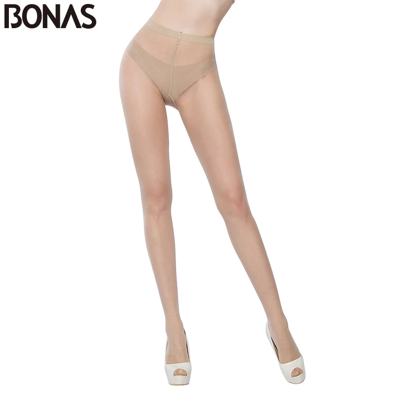 BONAS 3pcs/lot 15D Sexy Tights T Crotch Solid  Nylons Tights Women  High Elasticity Panty Seamless Female Pantyhose Europn Size