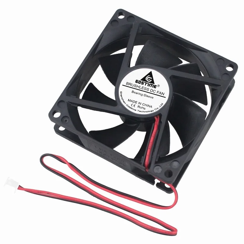 

Gdstime 2 Pieces 12V PC Computer Case DC Cooling Fan 80mm x 25mm 80x80x25mm Two Wires 2Pin 3.14 inch 8cm