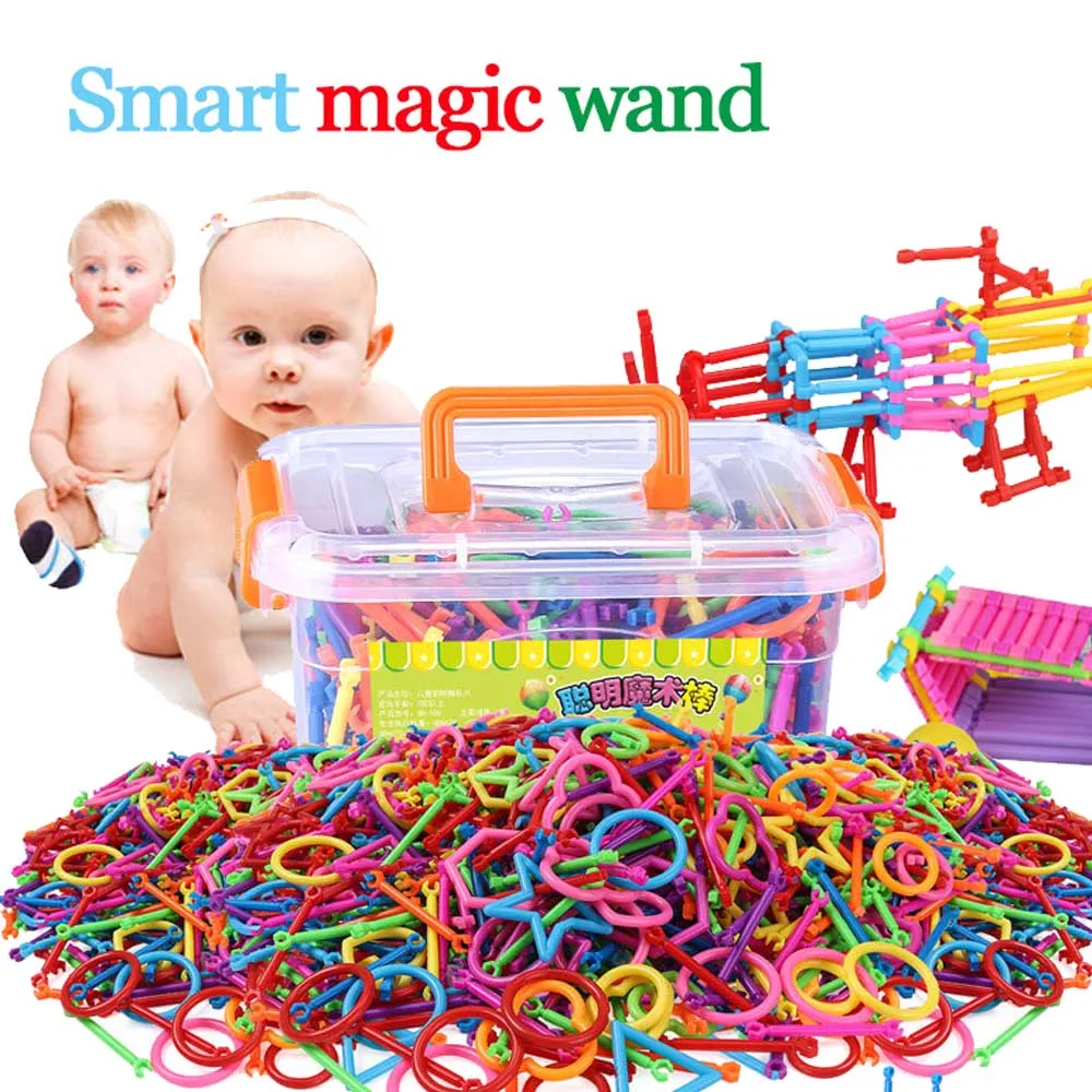 500pcs DIY Creative Intelligence Sticks Blocks Magic Wand Magnetic Designer Construction Set Plastic Model & Building Blocks