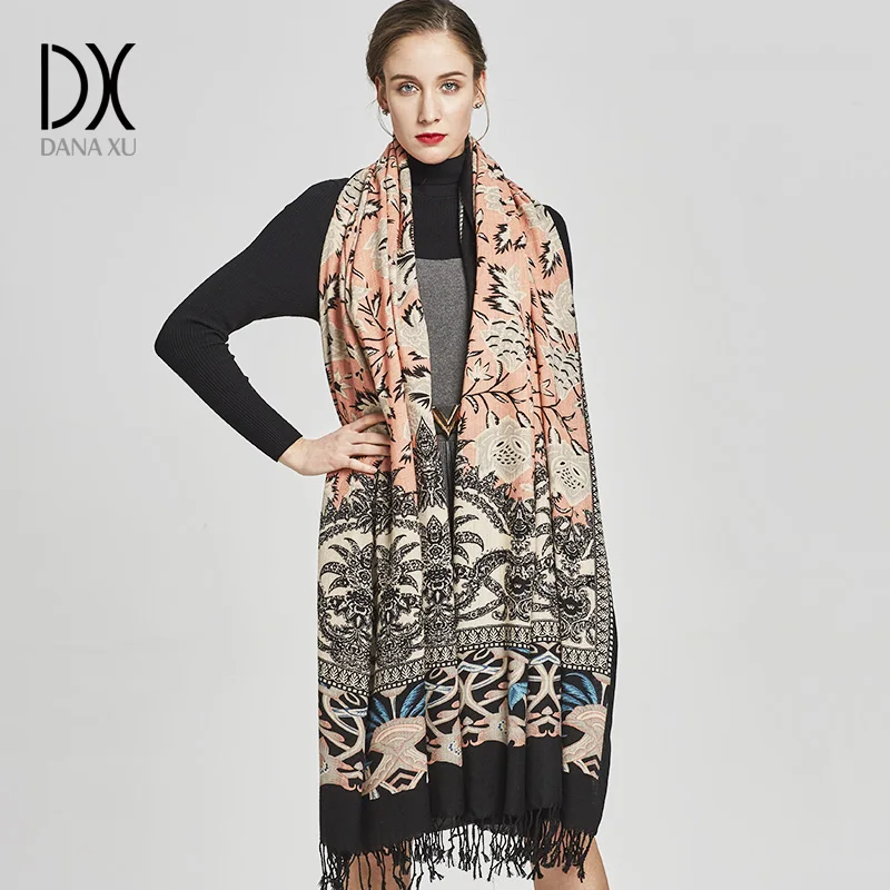 Fashion Scarves and Shawls Women Luxury Brand Large Pashmina Warm Wool Winter Poncho Blanket Shawl Cashmere Hijabs Wrap 2017