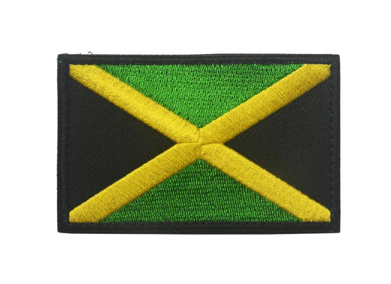 Jamaica Flag Embroidered Emblem Rasta Jamaican Rastafarian National Patch Tactical Patch Hook Loop Badge Patches