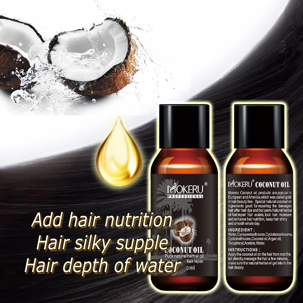 Mokeru 30ml Organic New Virgin Coconut Oil For Hair Repairing Damaged Hair Growth Treatment Prevent Hair Loss Products Woman image 4