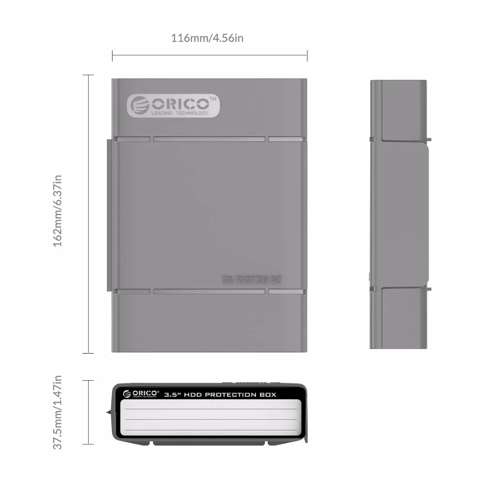 ORICO HDD ProtectIon Box Caja de almacenamiento externa de 3,5 pulgadas para HDD SSD con diseño de etiqueta a prueba de humedad