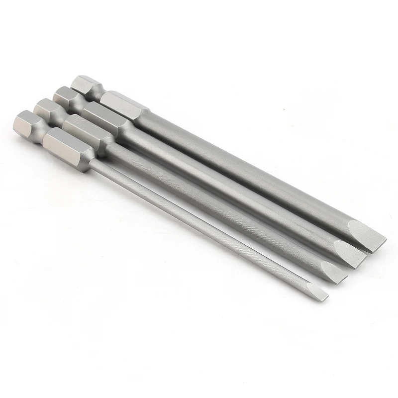 100mm 3.0-6.0mm Magnetic Slotted Tip 1/4 Inch Hex Shank Head Screwdriver Bits Set Flat Head Screw Driver Bit