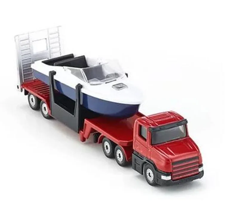 1:87 alloy construction vehicles, high simulation flatbed plus yacht, SIKU-U1613 model, free shipping