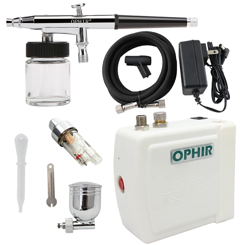 OPHIR 0.3Mm ชุด Airbrush คอมเพรสเซอร์ Dual Action-แปรงสีปืนสำหรับเค้กตกแต่ง/เล็บศิลปะ/แต่งหน้า/Body Tattoo