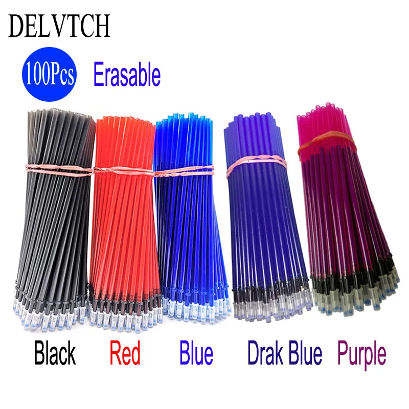 100Pcs/Set 0,5mm Löschbaren Gel Stift Refill Stange Blau Schwarz Rot Grün Orange Farbe Tinte Büro Schule schreiben Schreibwaren Zubehör