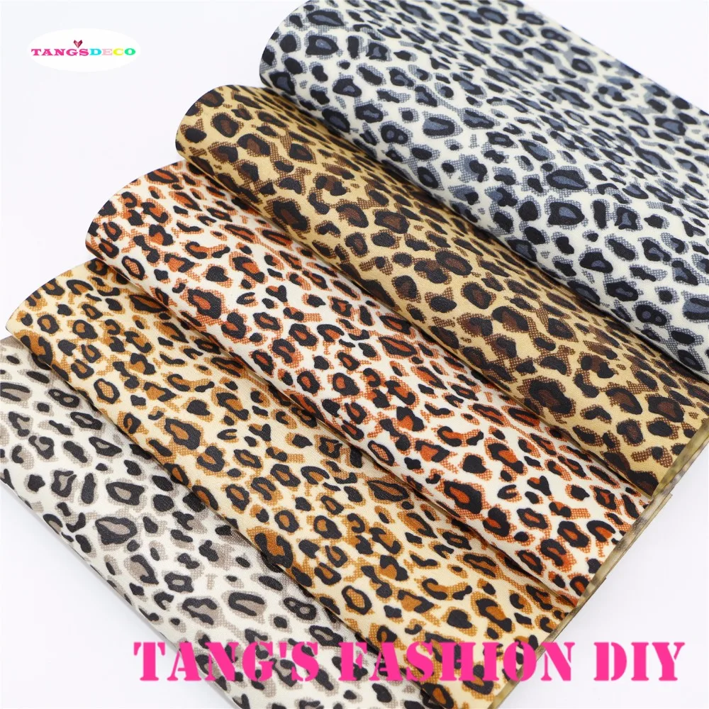 15pcs--20x22cm DIY Hair Bow Material Small Leopart Printed PVC Synthetic Faux Leather