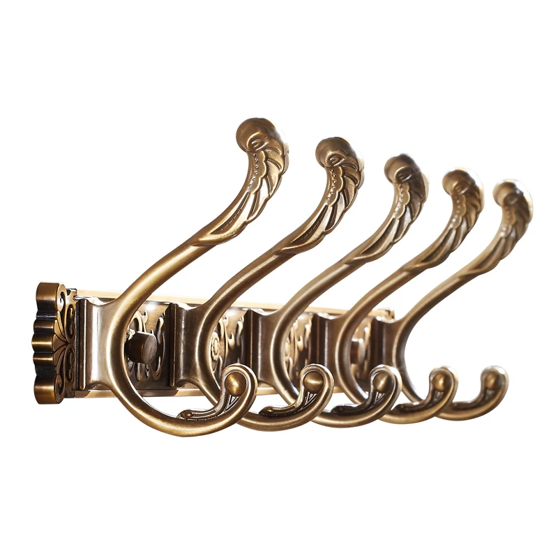 Robe Hooks Antique Zinc Alloy 3/4/5/6Wall Hook Single Clothes Hanger Towel Hooks Bathroom Accessories Decorative Coat Door Hooks