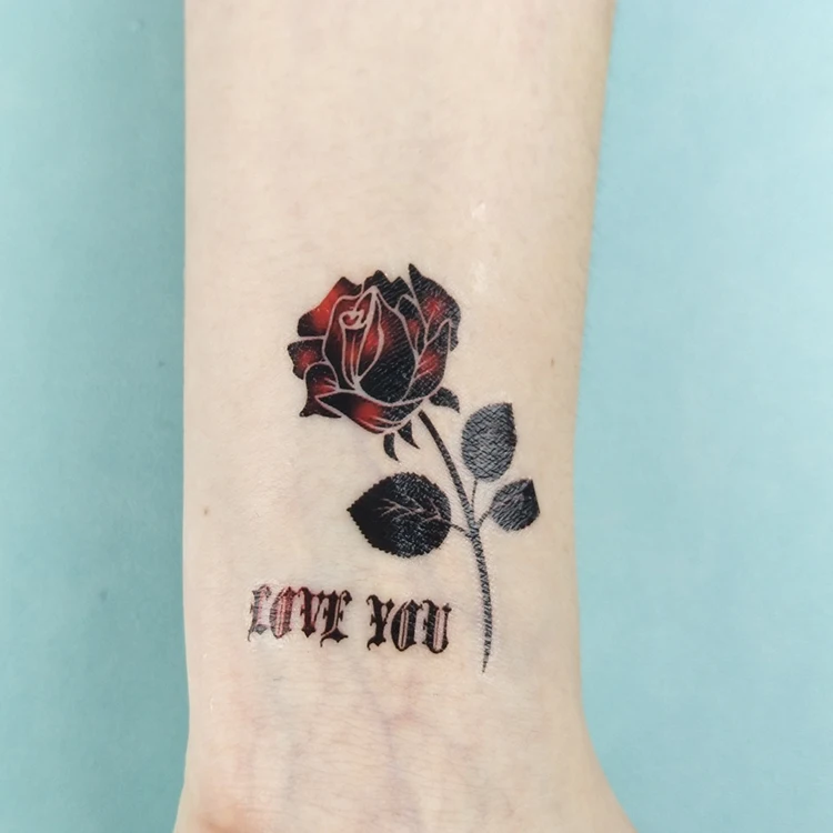 25 designs de tatuagens com flores diferentes, tatuagem falsas temporária à prova d'água, na moda, vermelha, rosa, preta, tatuagem corporal, mãos com adesivos