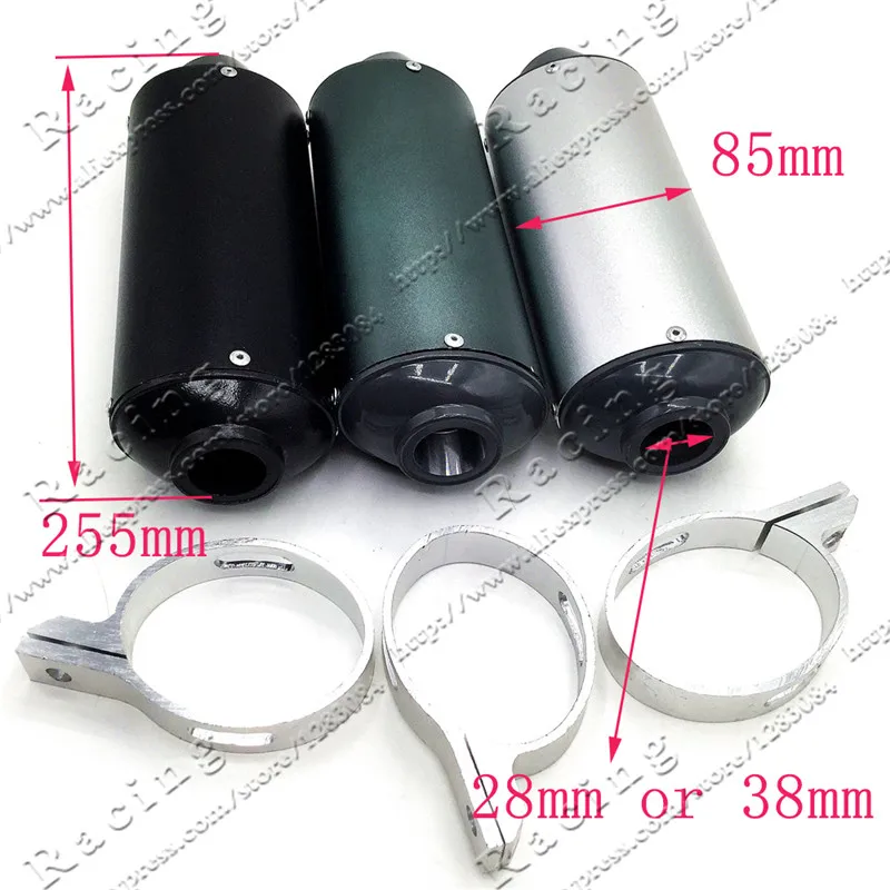 38mm 28mm  Motorcycle Exhaust Muffler Tip Pipe for 125 150 160cc Dirt Pit Bike ATV black Grey Kayo BSE