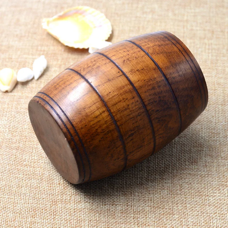 50pcs/lot Wooden Belly Beer Cup Wood Carved Classical Tea Cup Eco-Friendly Drinkware Kitchen Bar Accessories ZA4495