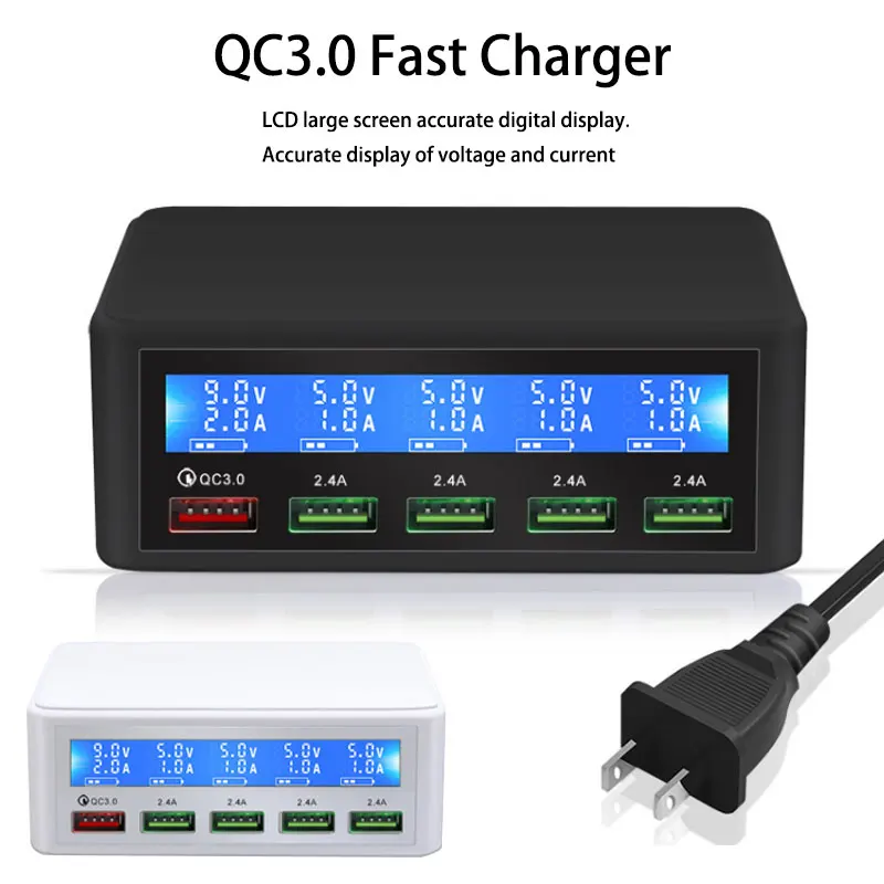 Multi Mini 5 Port Charger For Iphone Oppo Vivo Xiaomi Samsung Huawei P30 Mate40 QC3.0 Quick Charging Station EU UK US AU Plug