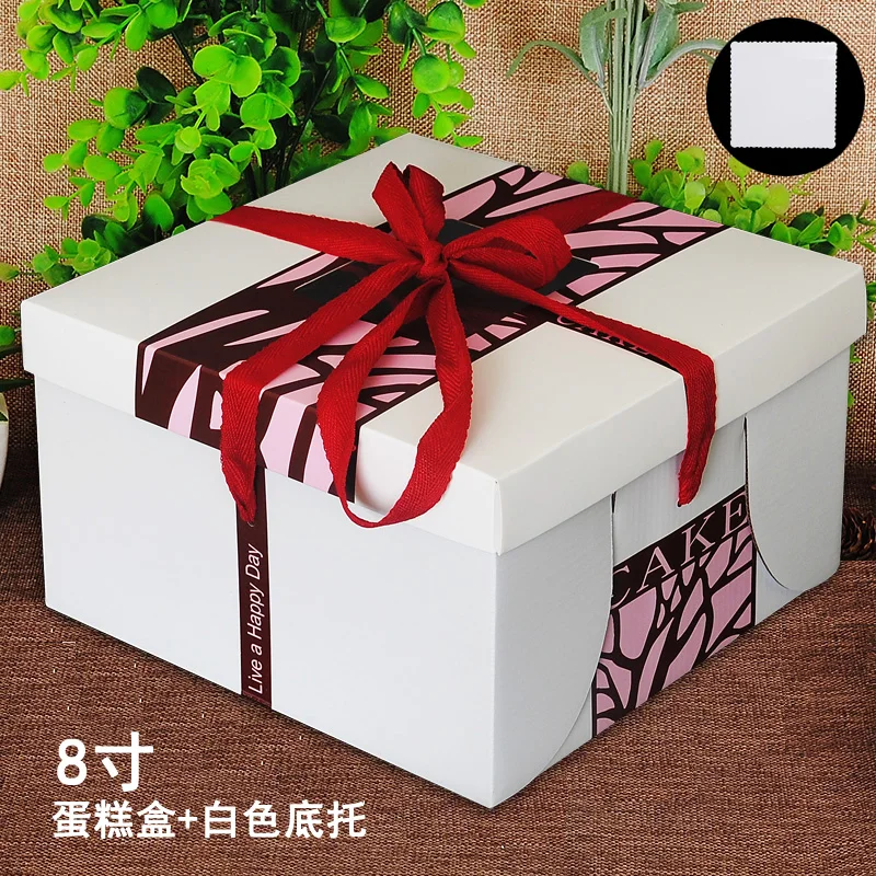 8 inch birthday cake box pastry geschenkdozen cake container High quality disposable cake containers Portable baking paper box