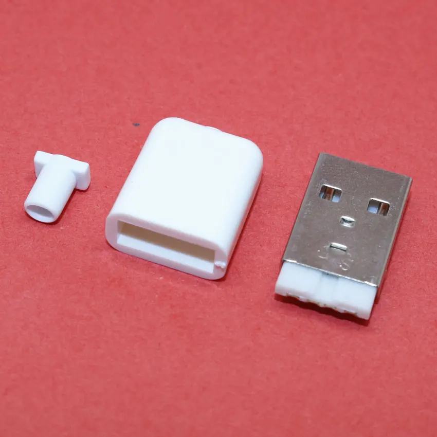 ChengHaoRan 1 Set 3 in 1 DIY 2.0 USB Male plug + Plastic housing/shell Connector kit White wire bonding,MA-016