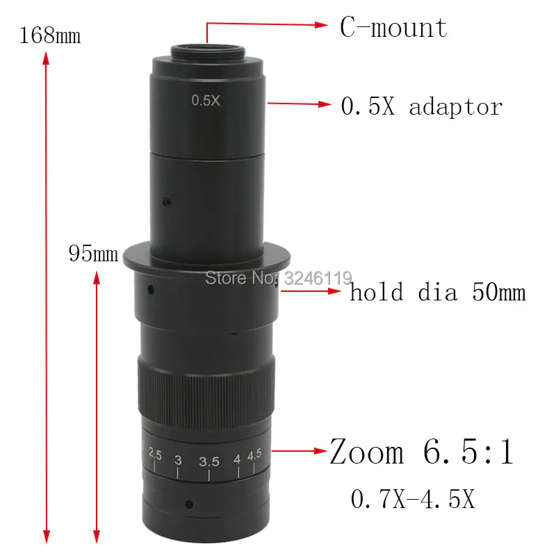 180X 300X Adjustable Magnification 25mm Zoom C-mount Lens 0.7X~4.5X Industry Microscope Camera Eyepiece Magnifier