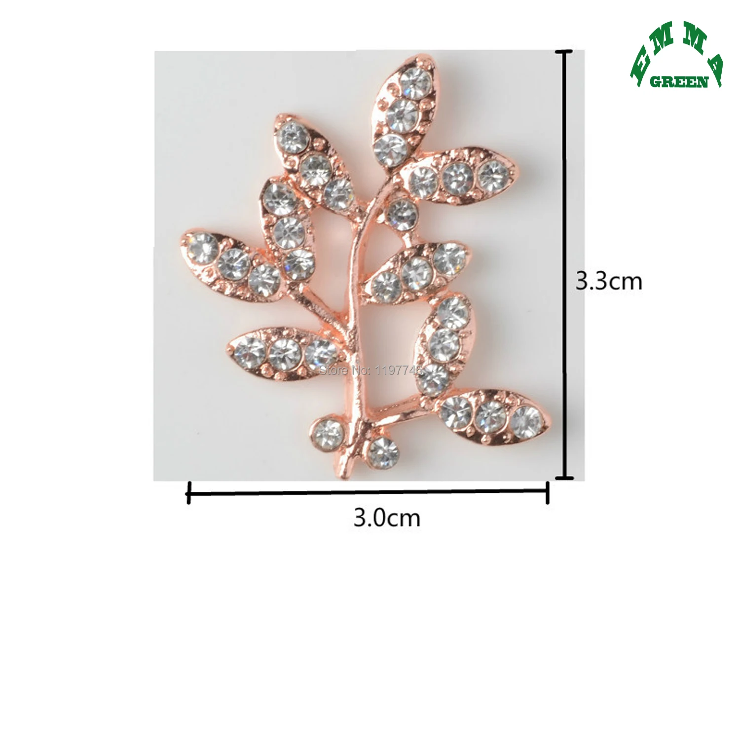 Leaf Flower Flatback Decorative Rhinestone Buttons Crystal Diamants Embellishments 10pcs 33x30mm Rose Gold Color Appliques