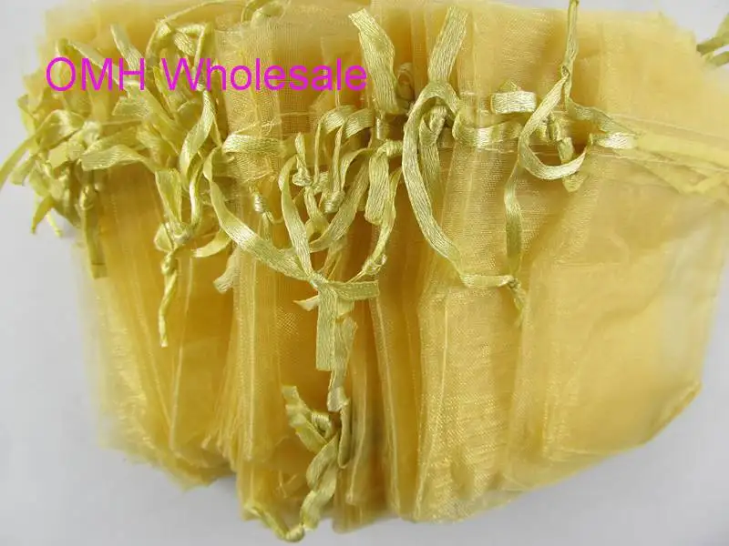 OMH wholesale 50pcs 7x9,10x12,10x15,11x16,15x20,17x23,13x18cm golden Christmas Packaging bags jewelry voile gift bag BZ08-11