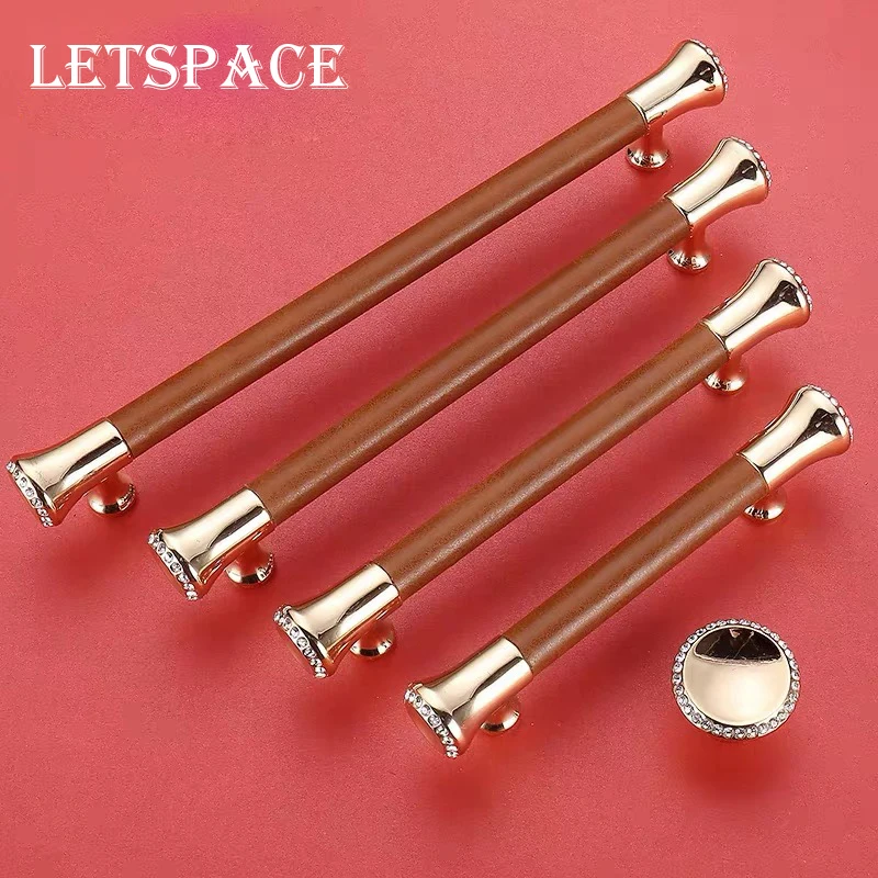 

Free shipping 5/3.8"Modern simple glass diamond Knobs Hardware cabinet door handle wardrobe Red Leather handle Fashion shoe pull