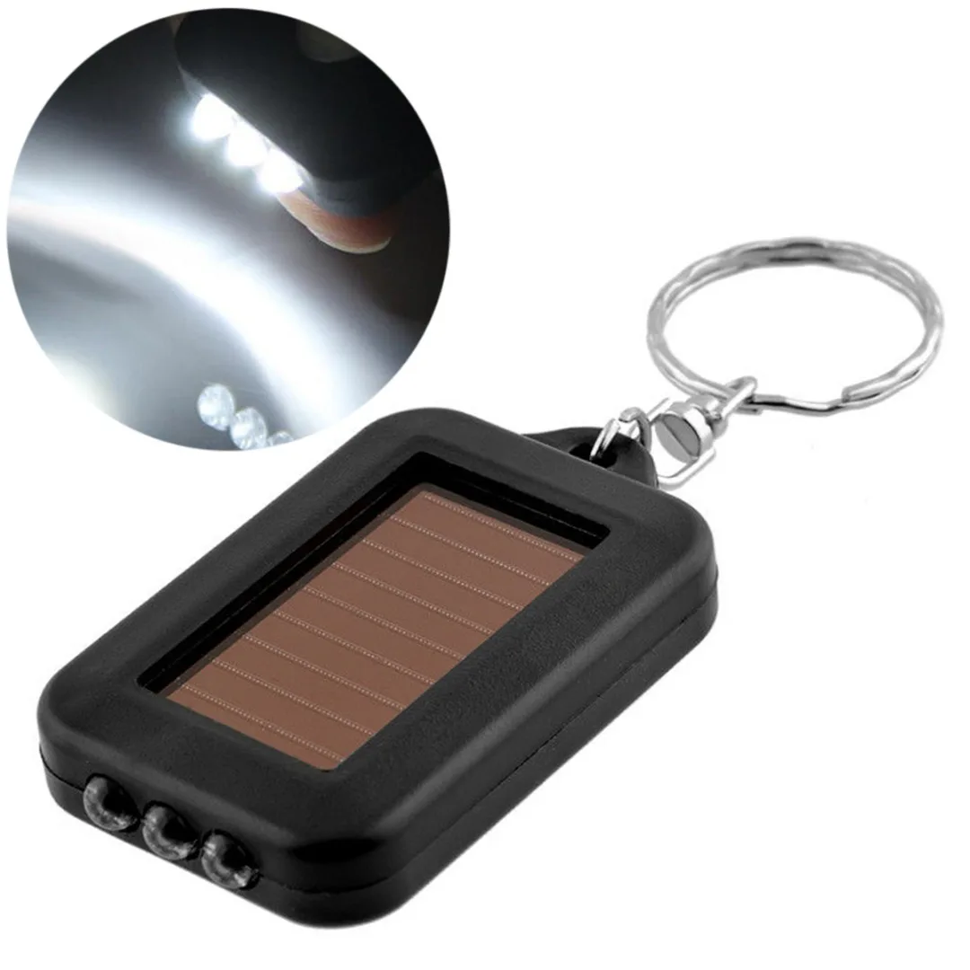 2019 New Mini Portable Solar Power Rechargeable 3 LED Keychain Torch Light Flashlight