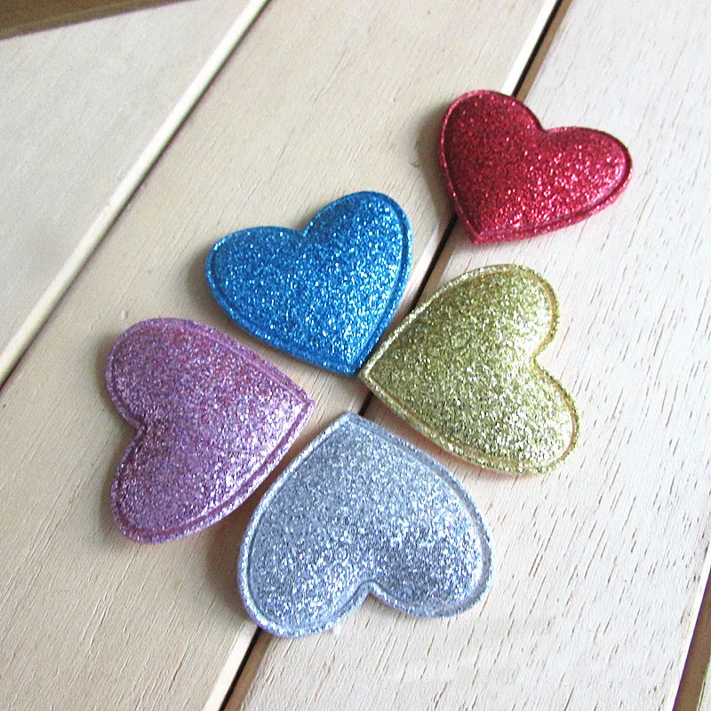 SICODA 30mm 120pcs DIY PU /gliter heart shape trimmings hair decoration cute clothing decoration phone case accessories