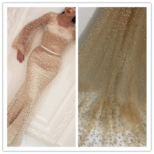 

good sale embroidered Mesh Tulle fabric with full beads nice looking ZH-71522 Nigerian lace fabrics